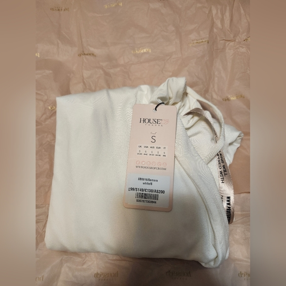 NWT HOUSE OF CB SAMARA WHITE COWL FRONT DRAPED JERSEY DRESS SIZE SMALL - Picture 7 of 7